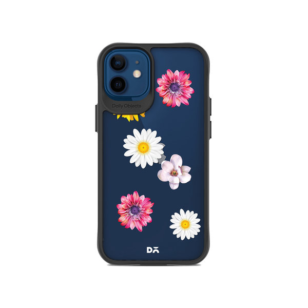 

DailyObjects Clear Multicoloured Flowers Black Hybrid Clear Case Cover For iPhone 12