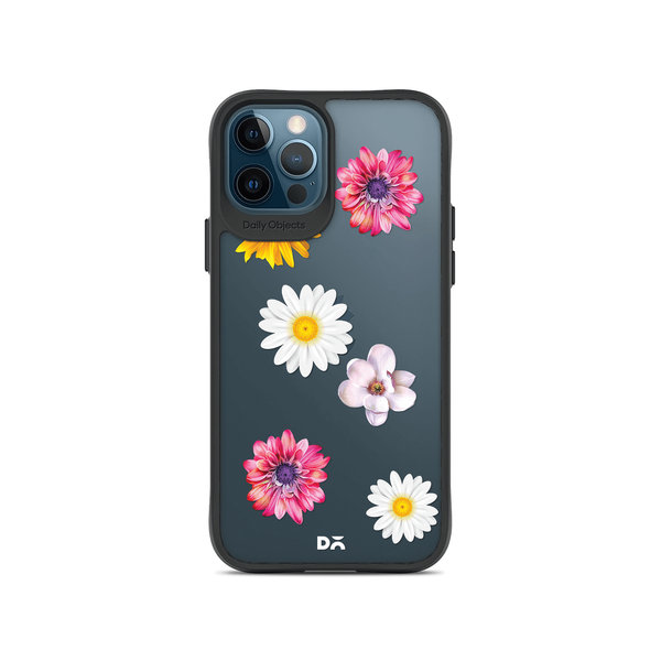 

DailyObjects Clear Multicoloured Flowers Black Hybrid Clear Case Cover For iPhone 12 Pro