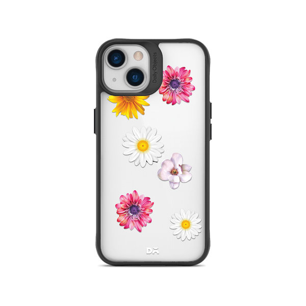 

DailyObjects Clear Multicoloured Flowers Black Hybrid Clear Case Cover For iPhone 14