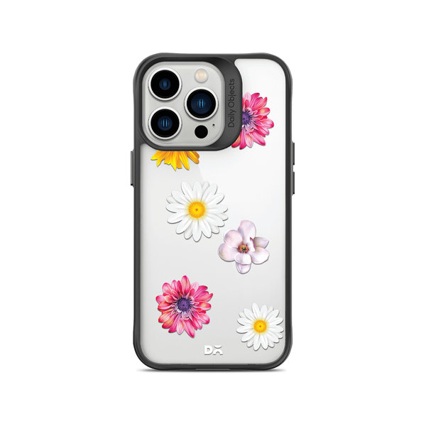 

DailyObjects Clear Multicoloured Flowers Black Hybrid Clear Case Cover For iPhone 14 Pro Max