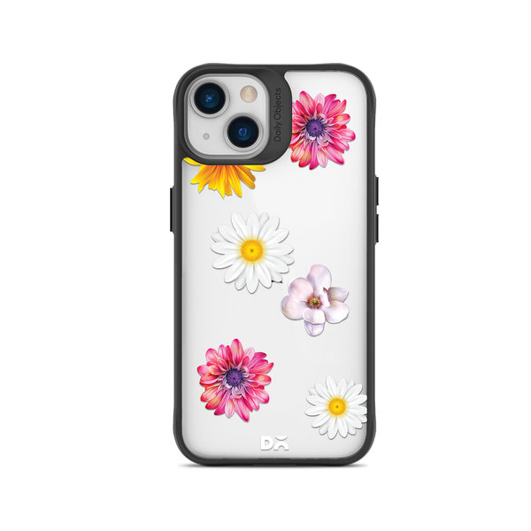 

DailyObjects Clear Multicoloured Flowers Black Hybrid Clear Case Cover For iPhone 15 Plus