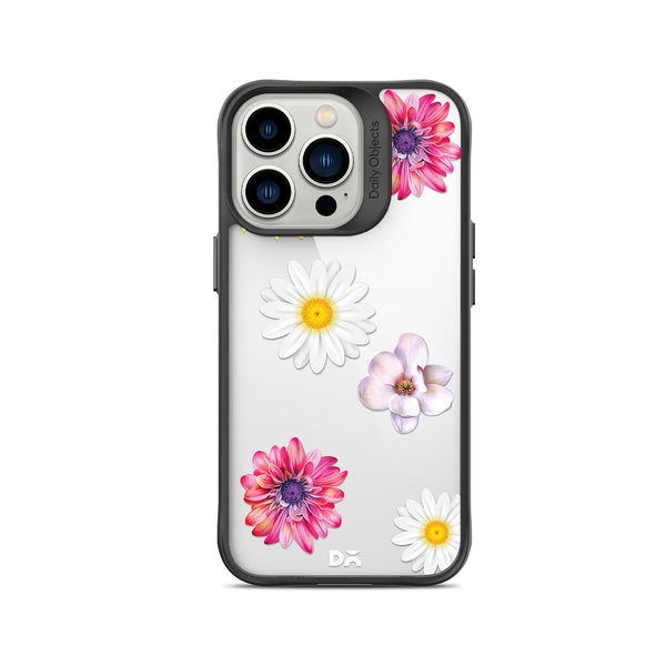

DailyObjects Clear Multicoloured Flowers Black Hybrid Clear Case Cover For iPhone 15 Pro Max