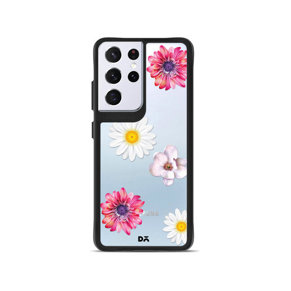 

DailyObjects Clear Multicoloured Flowers Black Hybrid Clear Case Cover For Samsung Galaxy S21 Ultra