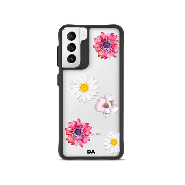 

DailyObjects Clear Multicoloured Flowers Black Hybrid Clear Case Cover For Samsung Galaxy S22 Plus