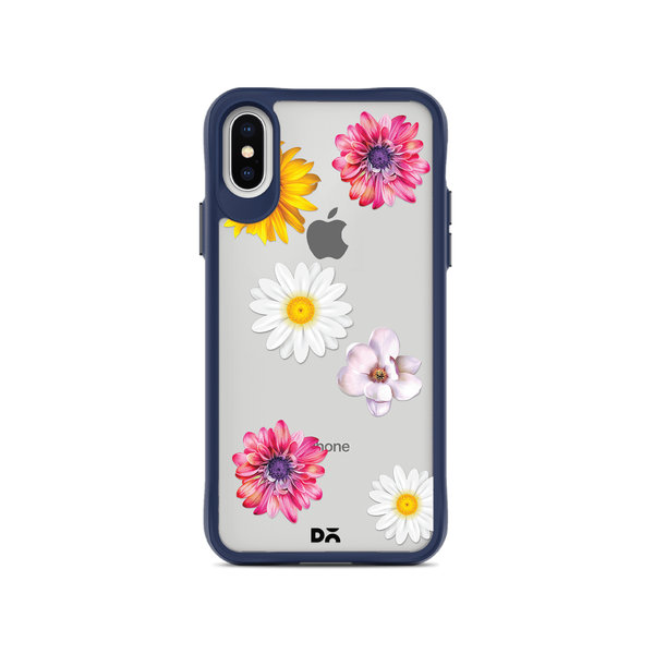 

DailyObjects Clear Multicoloured Flowers Blue Hybrid Clear Case Cover For iPhone XS