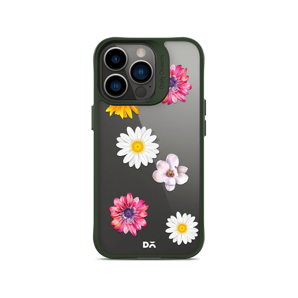 

DailyObjects Clear Multicoloured Flowers Green Hybrid Clear Case Cover For iPhone 13 Pro Max