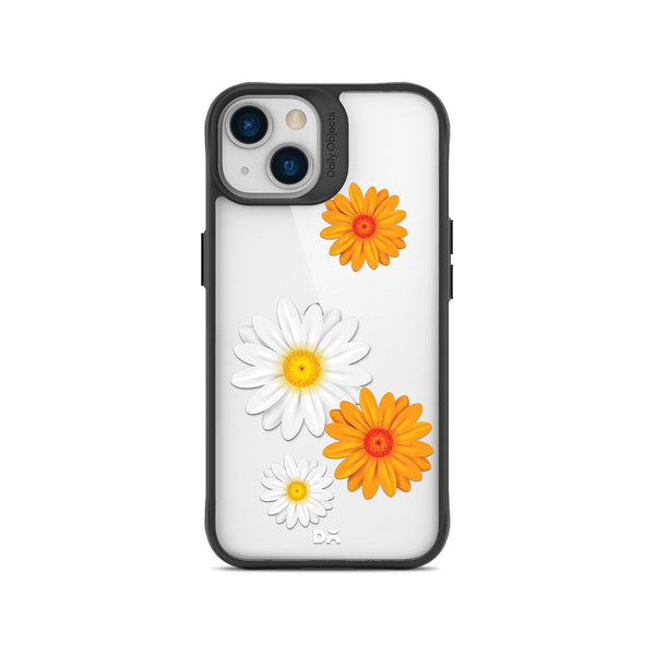 DailyObjects Clear Painted Flowers Black Hybrid Clear Case Cover For iPhone 14