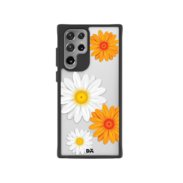 

DailyObjects Clear Painted Flowers Black Hybrid Clear Case Cover For Samsung Galaxy S22 Ultra