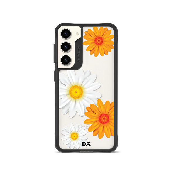 

DailyObjects Clear Painted Flowers Black Hybrid Clear Case Cover For Samsung Galaxy S23