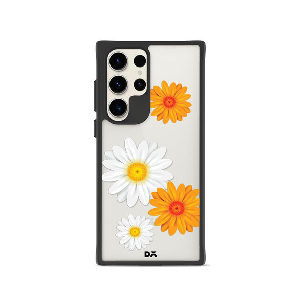 

DailyObjects Clear Painted Flowers Black Hybrid Clear Case Cover For Samsung Galaxy S23 Ultra
