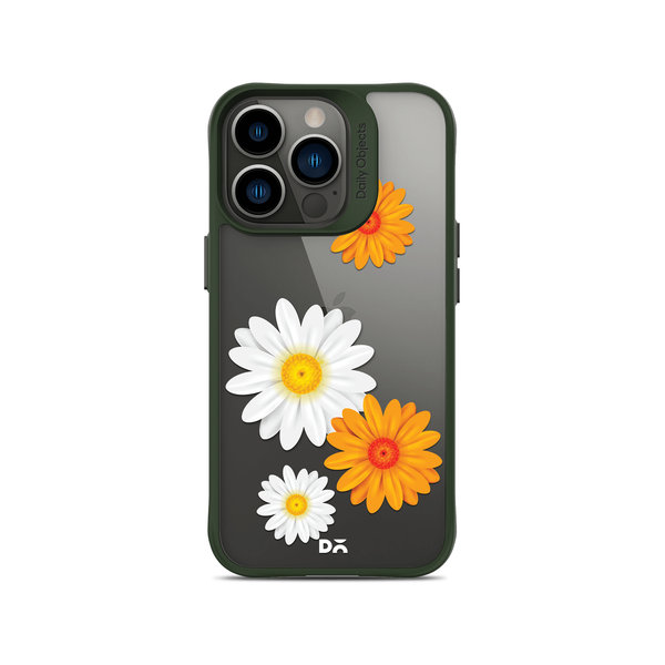 DailyObjects Clear Painted Flowers Green Hybrid Clear Case Cover For iPhone 13 Pro Max