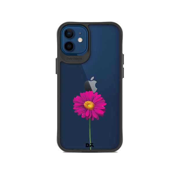 

DailyObjects Clear Painted Purple Flower Black Hybrid Clear Case Cover For iPhone 12