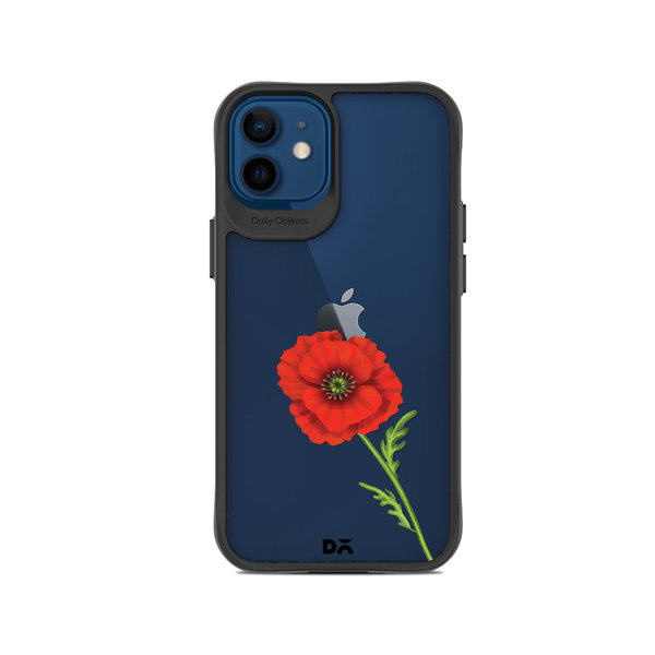 

DailyObjects Clear Painted Red Flower Black Hybrid Clear Case Cover For iPhone 12