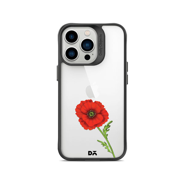 

DailyObjects Clear Painted Red Flower Black Hybrid Clear Case Cover For iPhone 14 Pro