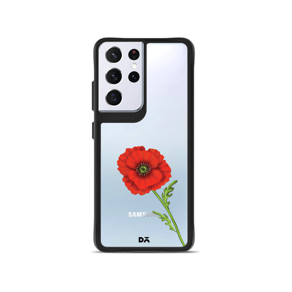 

DailyObjects Clear Painted Red Flower Black Hybrid Clear Case Cover For Samsung Galaxy S21 Ultra