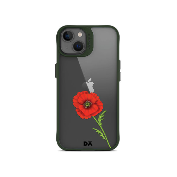 

DailyObjects Clear Painted Red Flower Green Hybrid Clear Case Cover For iPhone 13 Mini
