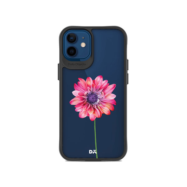 

DailyObjects Clear Pink & Purple Painted Flower Black Hybrid Clear Case Cover For iPhone 12