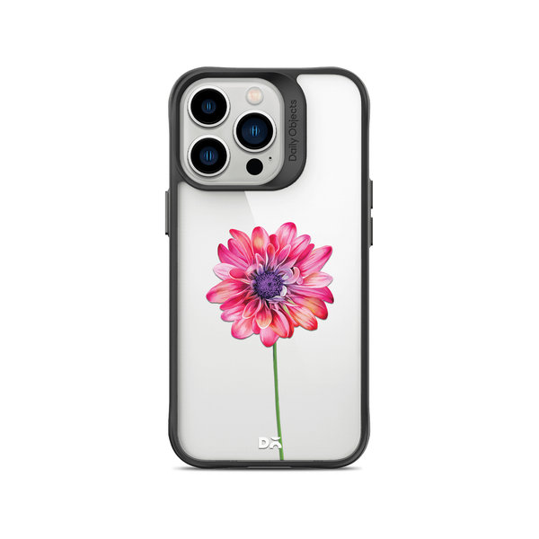 

DailyObjects Clear Pink & Purple Painted Flower Black Hybrid Clear Case Cover For iPhone 14 Pro Max