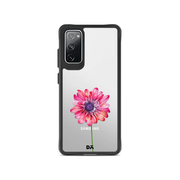 

DailyObjects Clear Pink & Purple Painted Flower Black Hybrid Clear Case Cover For Samsung Galaxy S20 FE