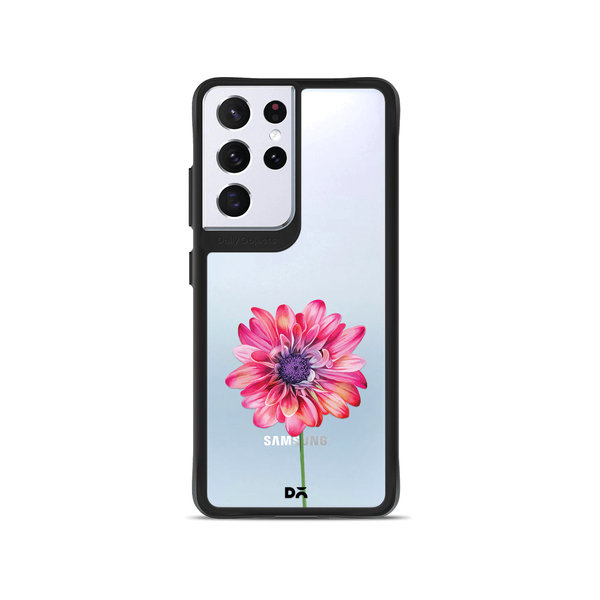 

DailyObjects Clear Pink & Purple Painted Flower Black Hybrid Clear Case Cover For Samsung Galaxy S21 Ultra