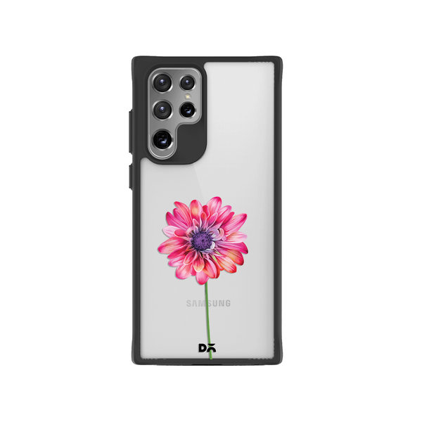 

DailyObjects Clear Pink & Purple Painted Flower Black Hybrid Clear Case Cover For Samsung Galaxy S22 Ultra