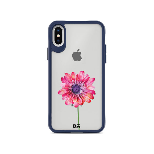 

DailyObjects Clear Pink & Purple Painted Flower Blue Hybrid Clear Case Cover For iPhone XS