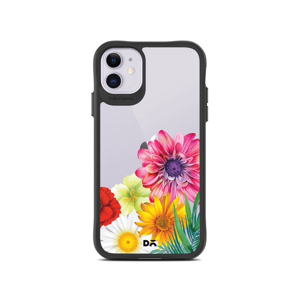 

DailyObjects Clear Pink & Yellow Flowers Black Hybrid Clear Case Cover For iPhone 11