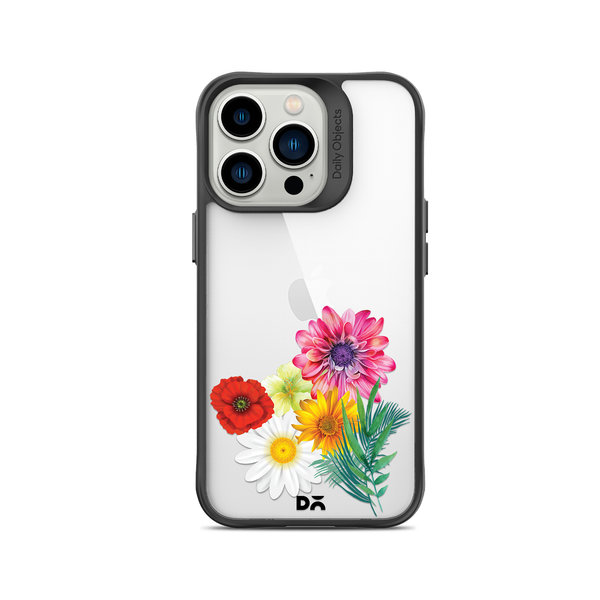 

DailyObjects Clear Pink & Yellow Flowers Black Hybrid Clear Case Cover For iPhone 15 Pro Max