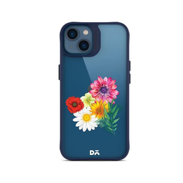 

DailyObjects Clear Pink & Yellow Flowers Blue Hybrid Clear Case Cover For iPhone 14 Plus