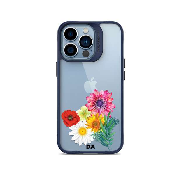 

DailyObjects Clear Pink & Yellow Flowers Blue Hybrid Clear Case Cover For iPhone 14 Pro