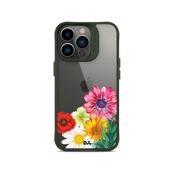 

DailyObjects Clear Pink & Yellow Flowers Green Hybrid Clear Case Cover For iPhone 13 Pro Max