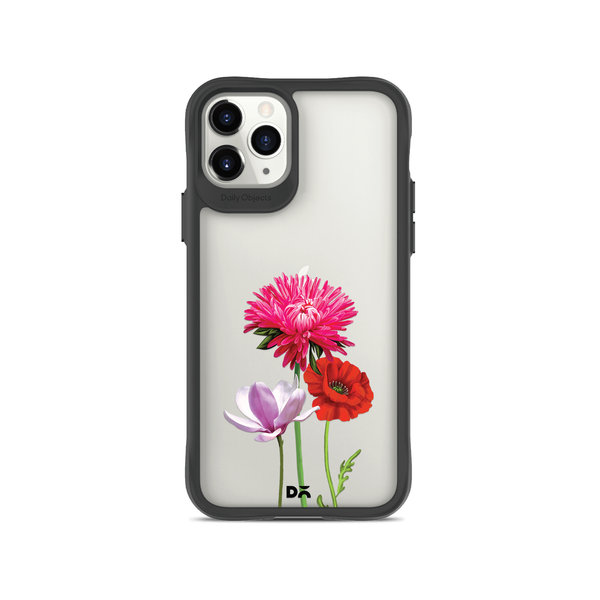 

DailyObjects Clear Pink Red & White Flowers Black Hybrid Clear Case Cover For iPhone 11 Pro