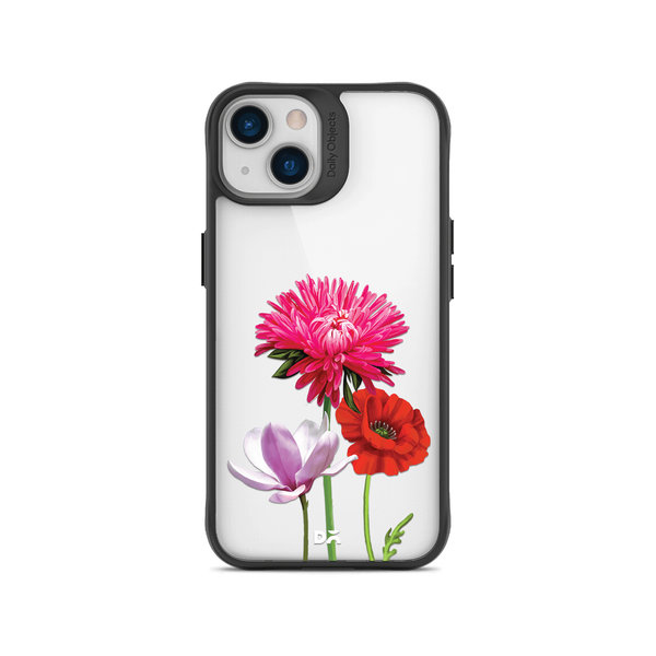 

DailyObjects Clear Pink Red & White Flowers Black Hybrid Clear Case Cover For iPhone 14