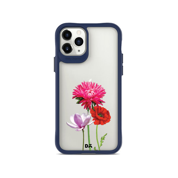 

DailyObjects Clear Pink Red & White Flowers Blue Hybrid Clear Case Cover For iPhone 11 Pro