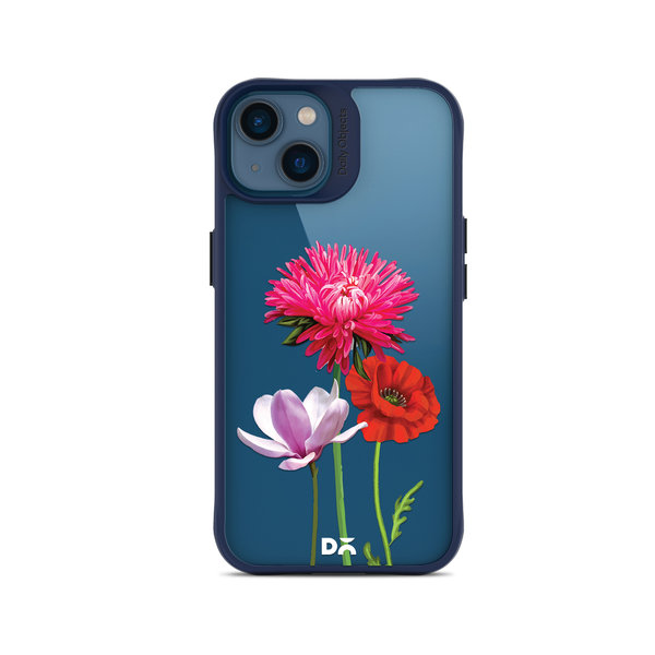 

DailyObjects Clear Pink Red & White Flowers Blue Hybrid Clear Case Cover For iPhone 14 Plus