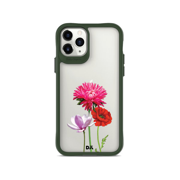 

DailyObjects Clear Pink Red & White Flowers Green Hybrid Clear Case Cover For iPhone 11 Pro Max