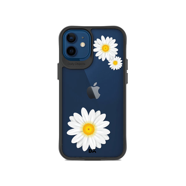 

DailyObjects Clear Three White Daisies Black Hybrid Clear Case Cover For iPhone 12