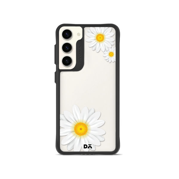 

DailyObjects Clear Three White Daisies Black Hybrid Clear Case Cover For Samsung Galaxy S23