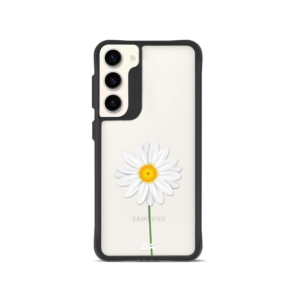 

DailyObjects Clear White Daisy Black Hybrid Clear Case Cover For Samsung Galaxy S23 Plus