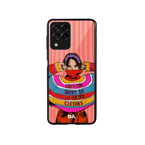 

DailyObjects Colourblock Jumper Glass Case Cover For Samsung Galaxy M53