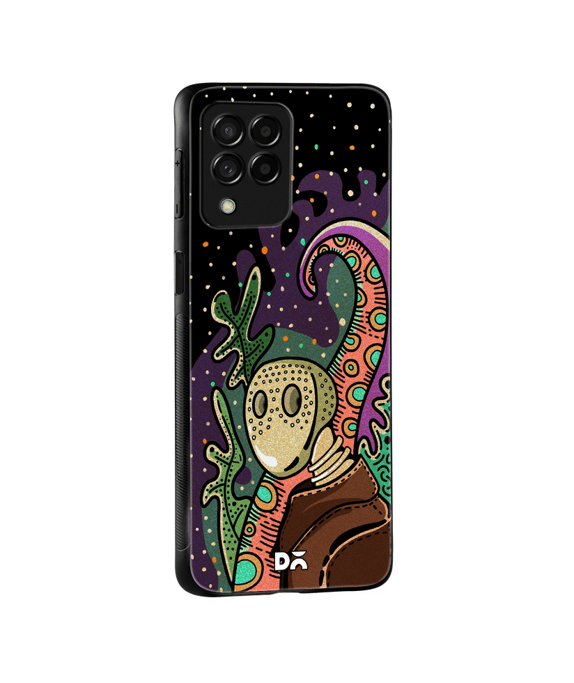 DailyObjects Cosmic Enigma Glass Case Cover For Samsung Galaxy F62