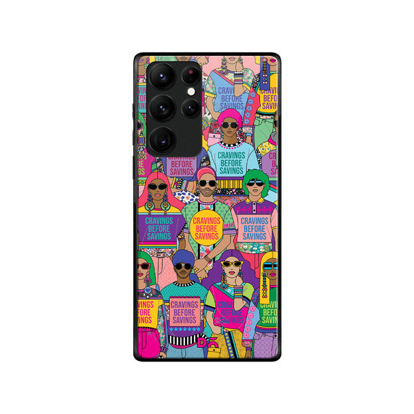 

DailyObjects Cravings Before Savings Glass Case Cover For Samsung Galaxy S22 Ultra
