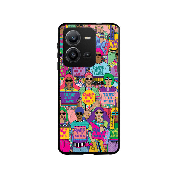

DailyObjects Cravings Before Savings Glass Case Cover For Vivo V25