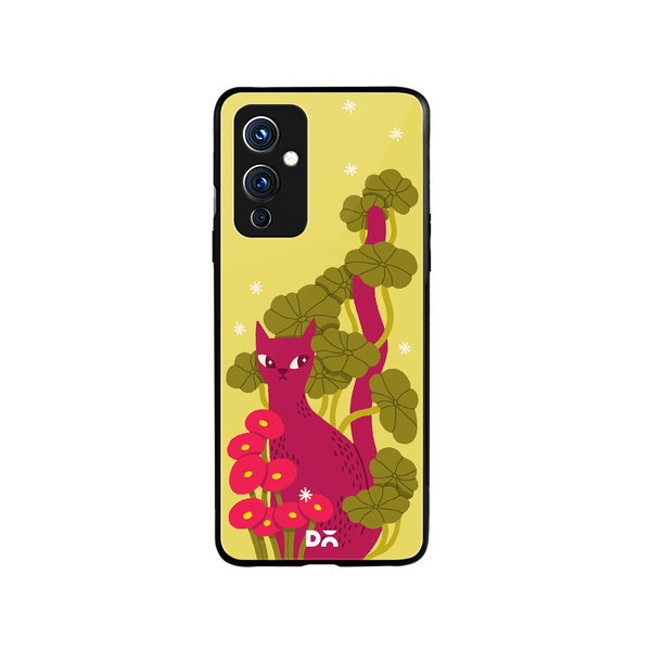 DailyObjects Curious Cat Glass Case Cover For OnePlus 9