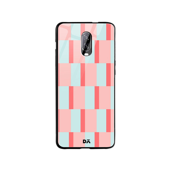 

DailyObjects Dual Blush Checks Glass Case Cover For OnePlus 7