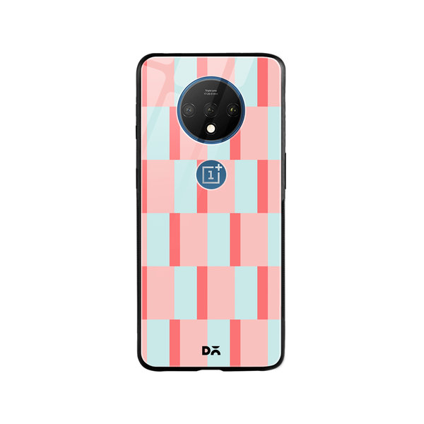 

DailyObjects Dual Blush Checks Glass Case Cover For OnePlus 7T