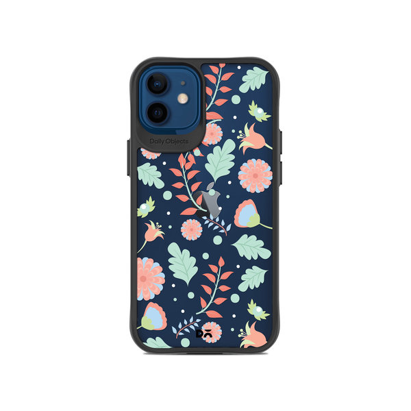 

DailyObjects Ferns And Petals Black Hybrid Clear Case Cover For iPhone 12