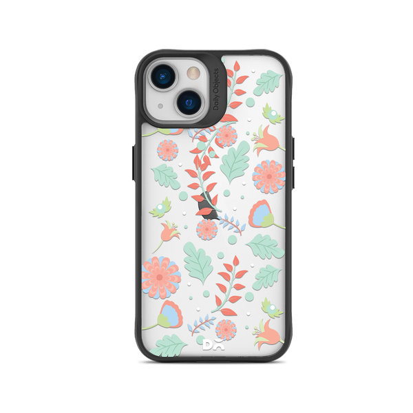 

DailyObjects Ferns And Petals Black Hybrid Clear Case Cover For iPhone 15