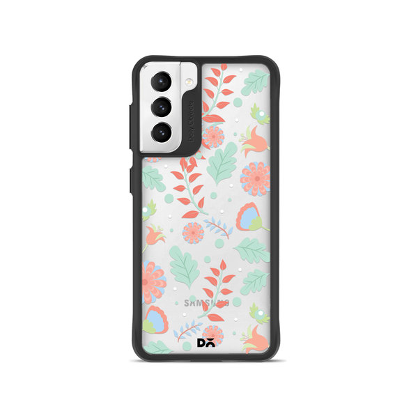 

DailyObjects Ferns And Petals Black Hybrid Clear Case Cover For Samsung Galaxy S22