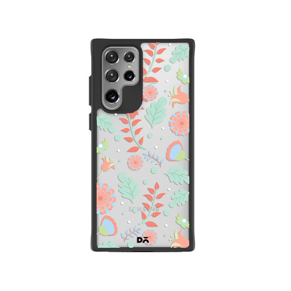 

DailyObjects Ferns And Petals Black Hybrid Clear Case Cover For Samsung Galaxy S22 Ultra